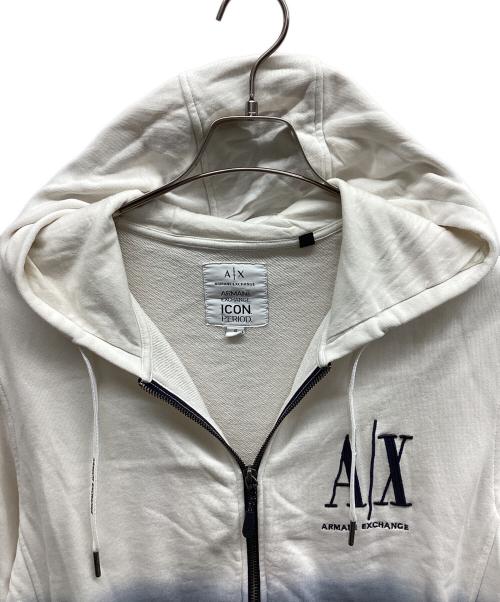 ARMANI EXCHANGE（アルマーニ エクスチェンジ）ARMANI EXCHANGE (アルマーニ エクスチェンジ) ジップパーカー ホワイト×ブラック サイズ:Sの古着・服飾アイテム
