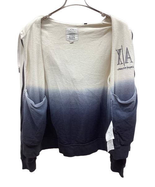 ARMANI EXCHANGE（アルマーニ エクスチェンジ）ARMANI EXCHANGE (アルマーニ エクスチェンジ) ジップパーカー ホワイト×ブラック サイズ:Sの古着・服飾アイテム
