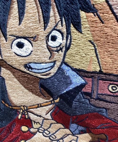 絡繰魂（カラクリダマシイ）絡繰魂 (カラクリダマシイ) ONE PIECE (ワンピース) スカジャン ブラック×ベージュ サイズ:Mの古着・服飾アイテム