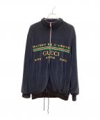 GUCCIグッチ）の古着「GUCCI シャニエールジャケット フロントロゴ」｜ブラック