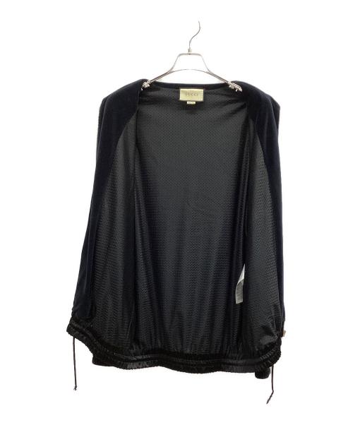 GUCCI（グッチ）GUCCI (グッチ) GUCCI シャニエールジャケット フロントロゴ ブラック サイズ:Mの古着・服飾アイテム