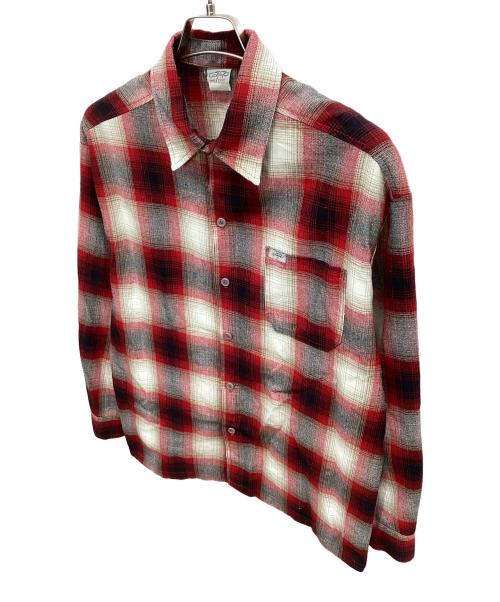 CalTop（キャルトップ）CalTop (キャルトップ) 長袖シャツ レッド×ホワイト サイズ:Mの古着・服飾アイテム