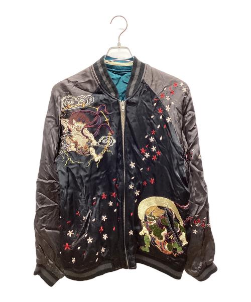百花繚乱（ヒャッカリョウラン）百花繚乱 (ヒャッカリョウラン) 百花繚乱　スカジャン グレー×ブラック サイズ:Lの古着・服飾アイテム