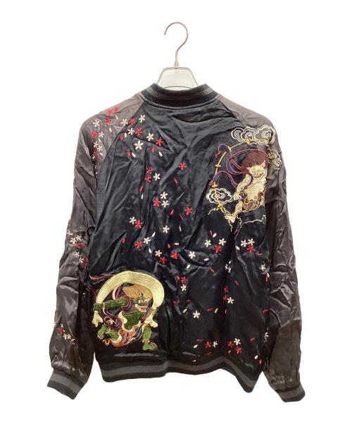 百花繚乱（ヒャッカリョウラン）百花繚乱 (ヒャッカリョウラン) 百花繚乱　スカジャン グレー×ブラック サイズ:Lの古着・服飾アイテム