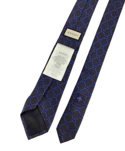 GUCCI（グッチ）GUCCI (グッチ) ネクタイ ブラック×ブルー サイズ:148×7㎝の古着・服飾アイテム