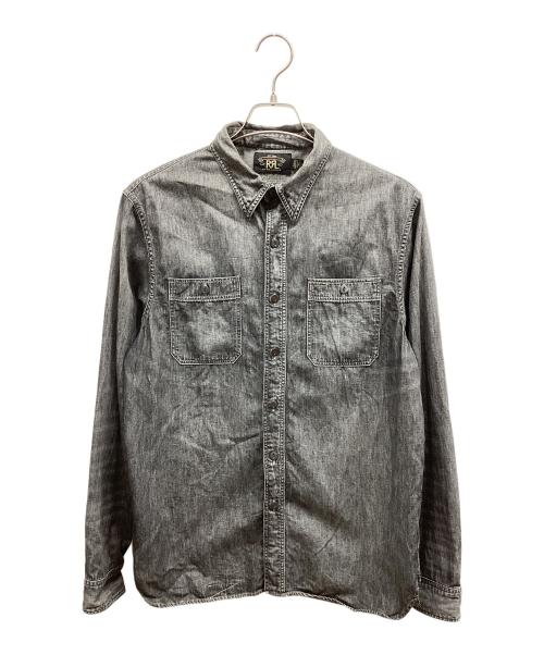 RRL（ダブルアールエル）RRL (ダブルアールエル) BLACK DENIM WORK SHIRT ブラックデニム ワークシャツ グレー サイズ:Mの古着・服飾アイテム