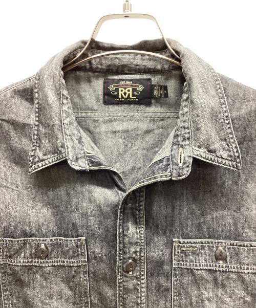 RRL（ダブルアールエル）RRL (ダブルアールエル) BLACK DENIM WORK SHIRT ブラックデニム ワークシャツ グレー サイズ:Mの古着・服飾アイテム
