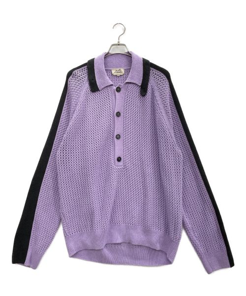 HERMES（エルメス）HERMES (エルメス) マキシメッシュニットポロシャツ パープル サイズ:XXXLの古着・服飾アイテム