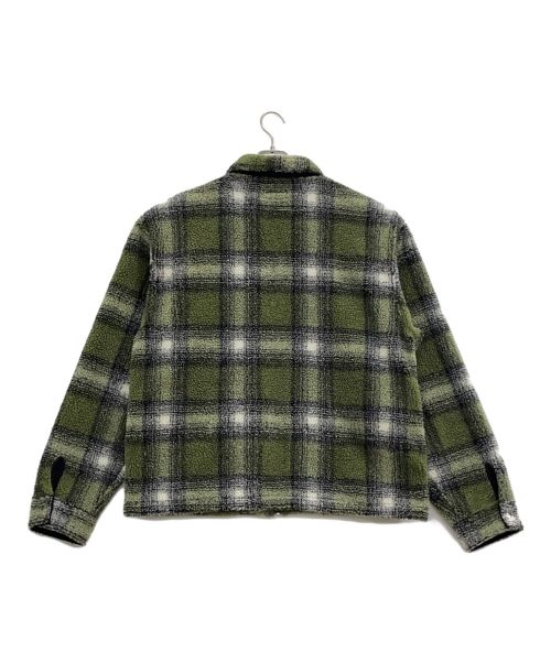 stussy（ステューシー）stussy (ステューシー) Shadow Plaid Sherpa Zip Shirt グリーン サイズ:XLの古着・服飾アイテム