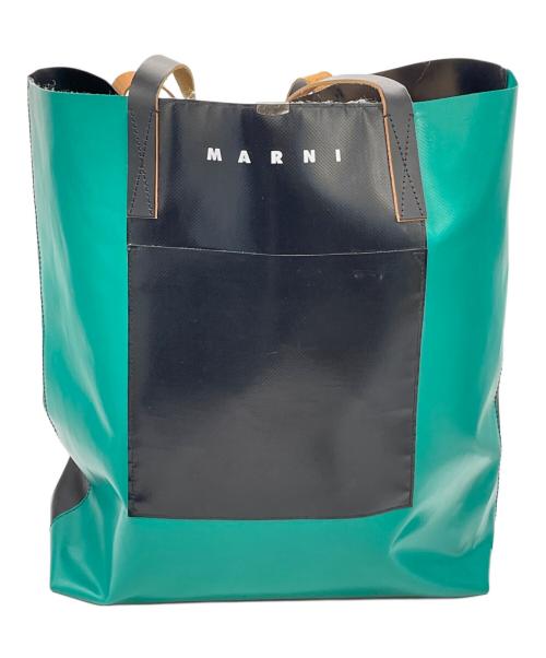 MARNI（マルニ）MARNI (マルニ) Tribecaショッピングバッグ ブラック×グリーンの古着・服飾アイテム