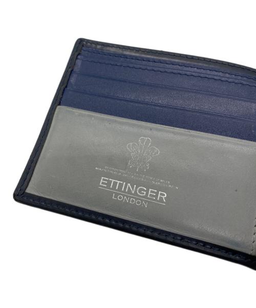 ETTINGER（エッティンガー）ETTINGER (エッティンガー) 2つ折り財布 ブラック×ブルーの古着・服飾アイテム