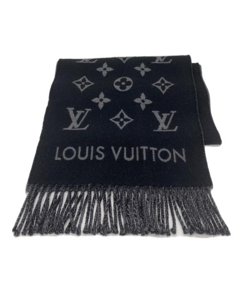 LOUIS VUITTON（ルイ ヴィトン）LOUIS VUITTON (ルイ ヴィトン) マフラー オールアバウトモノグラム ブラック×グレーの古着・服飾アイテム