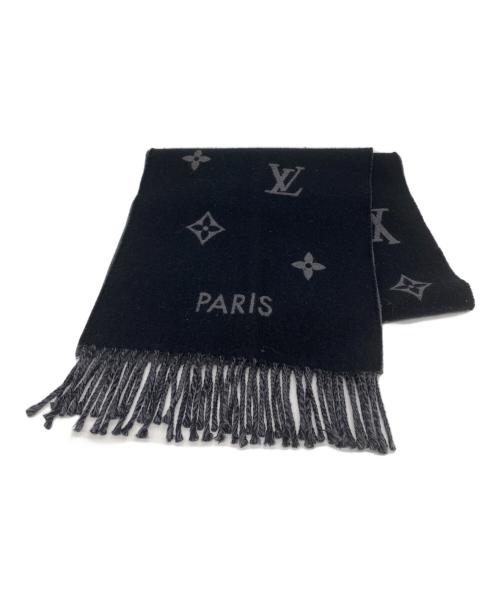LOUIS VUITTON（ルイ ヴィトン）LOUIS VUITTON (ルイ ヴィトン) マフラー オールアバウトモノグラム ブラック×グレーの古着・服飾アイテム