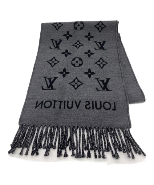LOUIS VUITTON（ルイ ヴィトン）LOUIS VUITTON (ルイ ヴィトン) マフラー オールアバウトモノグラム ブラック×グレーの古着・服飾アイテム