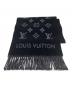 LOUIS VUITTON（ルイ ヴィトン）の古着「マフラー オールアバウトモノグラム」｜ブラック×グレー