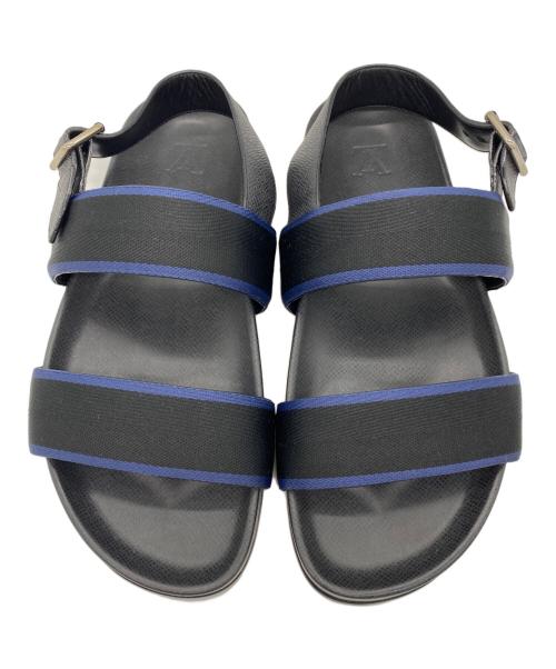 LOUIS VUITTON（ルイ ヴィトン）LOUIS VUITTON (ルイ ヴィトン) アンクルストラップサンダル ブラック×ネイビー サイズ:8の古着・服飾アイテム