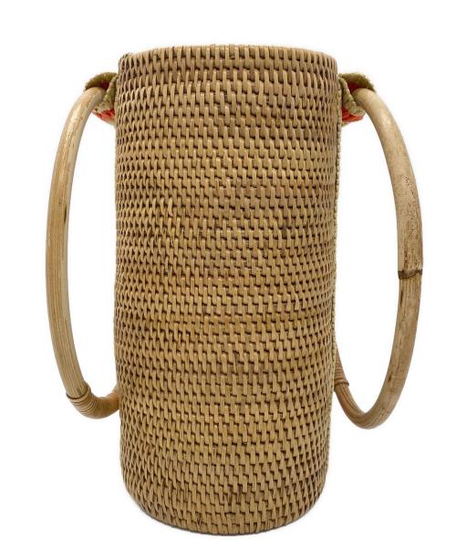 STELAR（ステラ）STELAR (ステラ) Sabah Vegan Raffia Barrel Bag ナチュラル×オレンジ 未使用品の古着・服飾アイテム