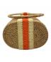 中古・古着 STELAR (ステラ) Sabah Vegan Raffia Barrel Bag ナチュラル×オレンジ 未使用品：5000円