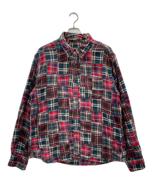 Eddie Bauer（エディーバウアー）Eddie Bauer (エディーバウアー) パッチワークシャツ レッド サイズ:XLの古着・服飾アイテム