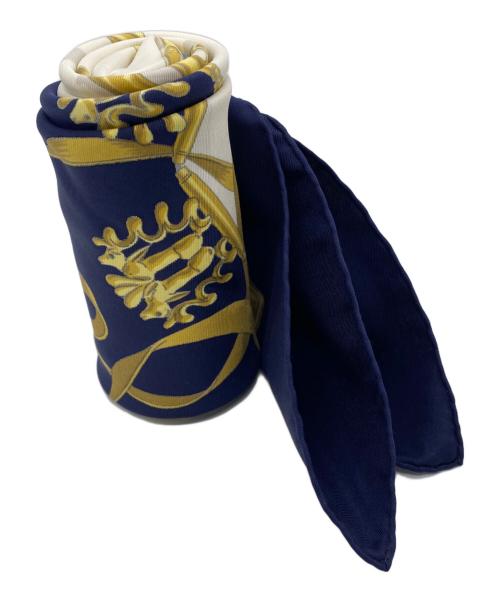 HERMES（エルメス）HERMES (エルメス) シルクスカーフ ネイビーの古着・服飾アイテム