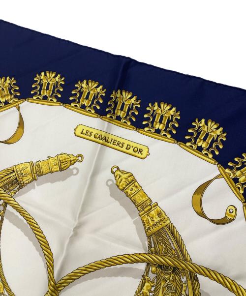 HERMES（エルメス）HERMES (エルメス) シルクスカーフ ネイビーの古着・服飾アイテム