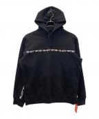 SUPREMEシュプリーム）の古着「Text Stripe Hooded Sweatshirt」｜ブラック