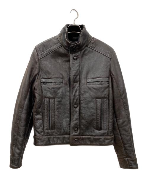 VERSACE（ヴェルサーチェ）VERSACE (ヴェルサーチェ) レザージャケット ブラウン サイズ:SIZE 48の古着・服飾アイテム