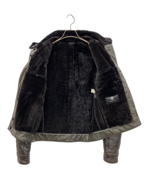 VERSACE（ヴェルサーチェ）VERSACE (ヴェルサーチェ) レザージャケット ブラウン サイズ:SIZE 48の古着・服飾アイテム
