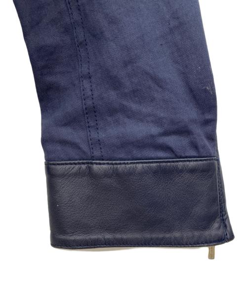 VERSACE（ヴェルサーチェ）VERSACE (ヴェルサーチェ) リネン×レザー ジャケット ネイビー サイズ:SIZE 不明の古着・服飾アイテム