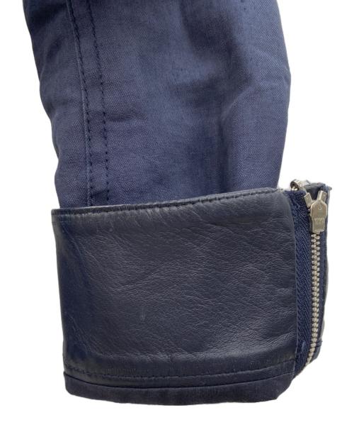 VERSACE（ヴェルサーチェ）VERSACE (ヴェルサーチェ) リネン×レザー ジャケット ネイビー サイズ:SIZE 不明の古着・服飾アイテム