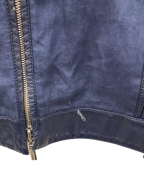 VERSACE（ヴェルサーチェ）VERSACE (ヴェルサーチェ) リネン×レザー ジャケット ネイビー サイズ:SIZE 不明の古着・服飾アイテム