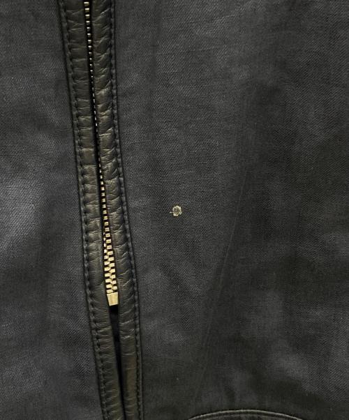 VERSACE（ヴェルサーチェ）VERSACE (ヴェルサーチェ) リネン×レザー ジャケット ネイビー サイズ:SIZE 不明の古着・服飾アイテム