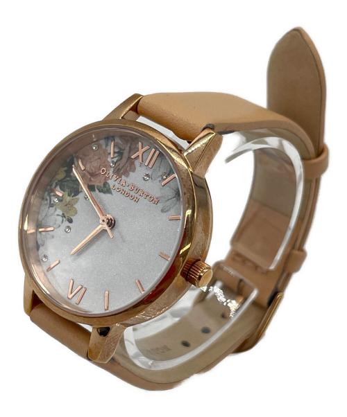 OLIVIA BURTON（オリビアバートン）OLIVIA BURTON (オリビアバートン) スパークルフローラル ミディダイヤル コーラル＆ローズゴールド ホワイトの古着・服飾アイテム