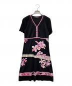 LEONARDレオナール）の古着「ワンピース」｜ブラック×ピンク