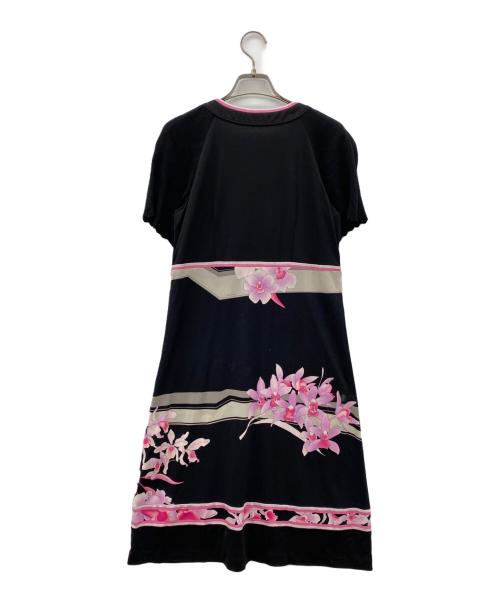 LEONARD（レオナール）LEONARD (レオナール) ワンピース ブラック×ピンク サイズ:Mの古着・服飾アイテム