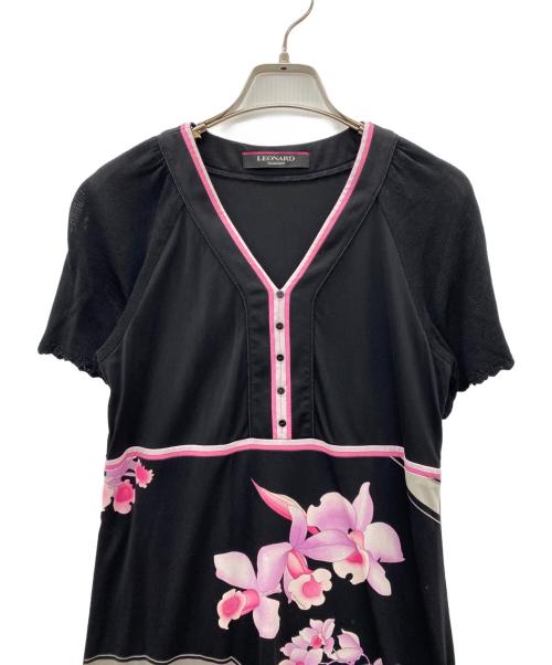 LEONARD（レオナール）LEONARD (レオナール) ワンピース ブラック×ピンク サイズ:Mの古着・服飾アイテム
