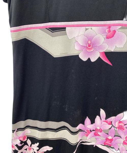 LEONARD（レオナール）LEONARD (レオナール) ワンピース ブラック×ピンク サイズ:Mの古着・服飾アイテム