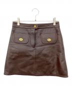 COACHコーチ）の古着「ラムレザースカート」｜ブラウン