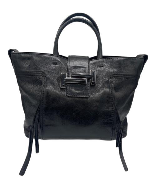 TOD'S（トッズ）TOD'S (トッズ) ダブルTレザートートバッグ ブラックの古着・服飾アイテム
