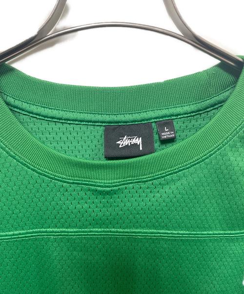 stussy（ステューシー）stussy (ステューシー) クラウンロゴ ゲームシャツ グリーン サイズ:Lの古着・服飾アイテム