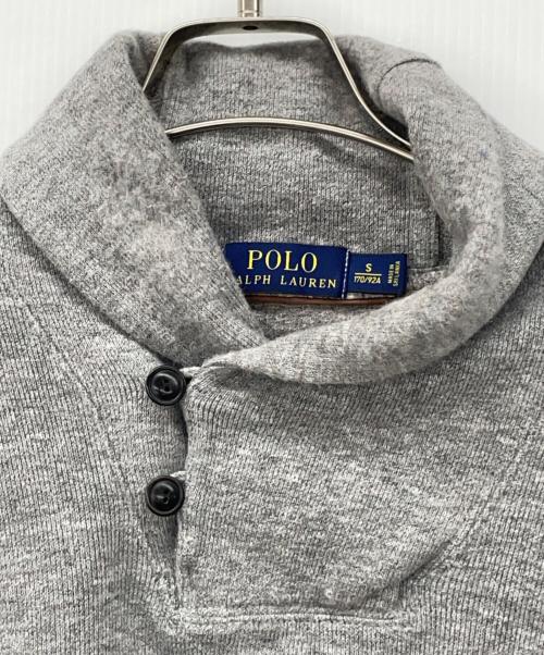POLO RALPH LAUREN（ポロ・ラルフローレン）POLO RALPH LAUREN (ポロ・ラルフローレン) ショールカラープルオーバーリブニット グレー サイズ:Sの古着・服飾アイテム