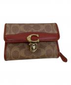 COACHコーチ）の古着「シグネチャー 2つ折り財布」｜ブラウン