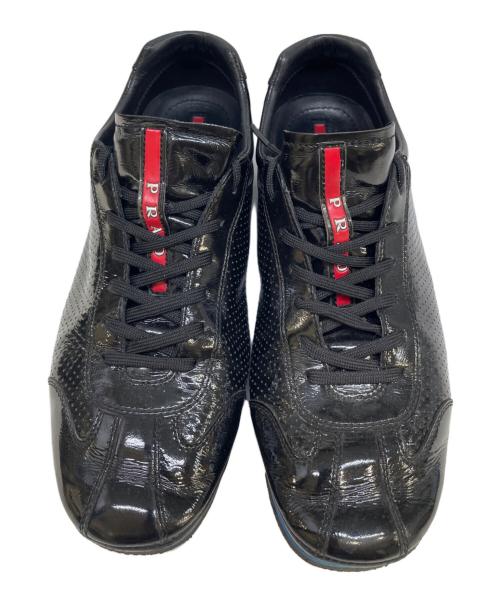 PRADA（プラダ）PRADA (プラダ) レザースニーカー ブラック サイズ:7の古着・服飾アイテム