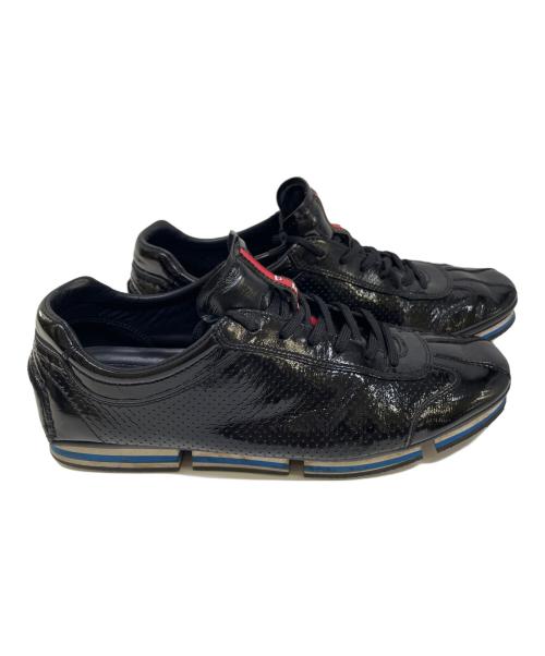 PRADA（プラダ）PRADA (プラダ) レザースニーカー ブラック サイズ:7の古着・服飾アイテム