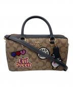 COACH×DISNEYコーチ×ディズニー）の古着「ローアン サッチェル・シグネチャー キャンバス・パッチ」｜ブラウン