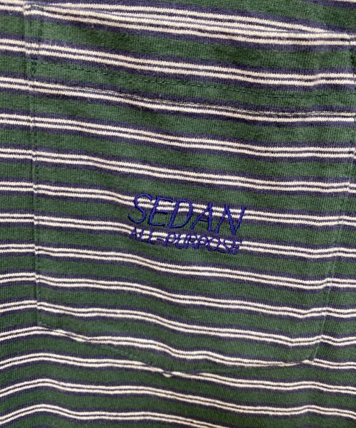 SEDAN ALL-PURPOSE（セダンオールパーパス）SEDAN ALL-PURPOSE (セダンオールパーパス) S/S Pocket Tee グリーン×ネイビー サイズ:Lの古着・服飾アイテム