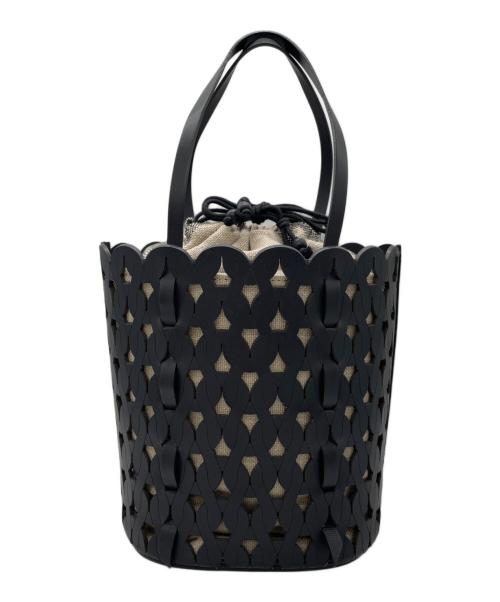 ANITA BILARDI（アニタビラルディ）ANITA BILARDI (アニタビラルディ) レザーメッシュカゴバック ブラックの古着・服飾アイテム