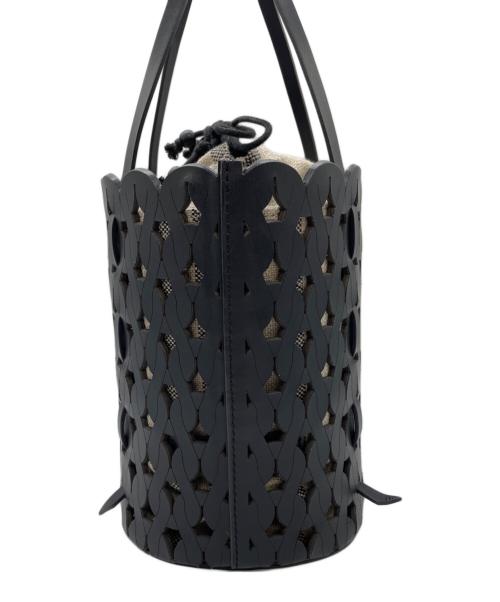 ANITA BILARDI（アニタビラルディ）ANITA BILARDI (アニタビラルディ) レザーメッシュカゴバック ブラックの古着・服飾アイテム