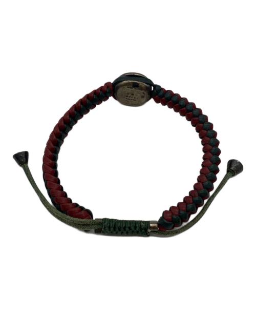 GUCCI（グッチ）GUCCI (グッチ) 編み込みレザーブレスレット ブラック×グレーの古着・服飾アイテム