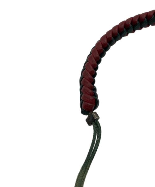 GUCCI（グッチ）GUCCI (グッチ) 編み込みレザーブレスレット ブラック×グレーの古着・服飾アイテム